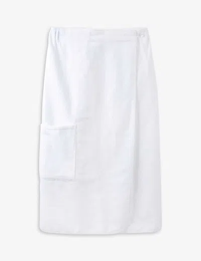 The White Company Womens White Patch Pocket Button-fastened Organic Terry-cotton Wrapped Towel Large