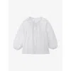 The White Company S Striped Tie-neck Cotton Blouse Whiteblack In Whiteblack