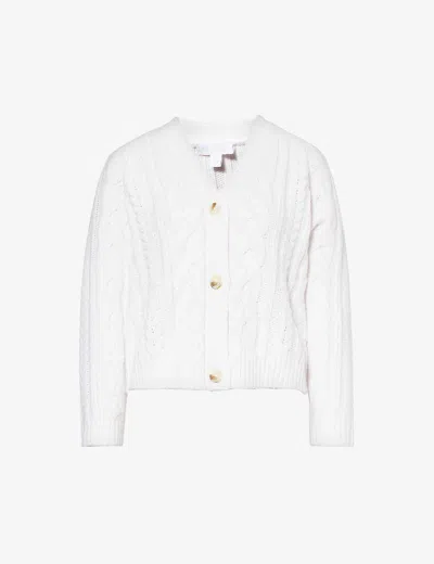 The White Company Womens Winterwhte Cable-knit Cropped Knitted Cardigan