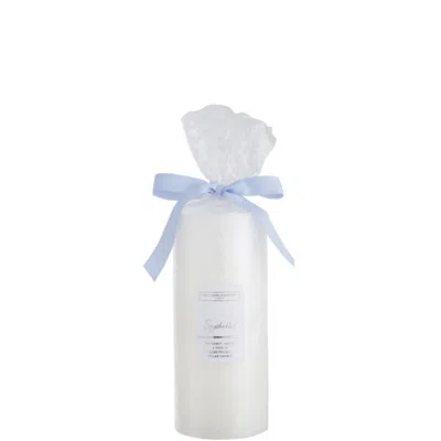 The White Company Seychelles Medium Pillar Candle 573g In Blue