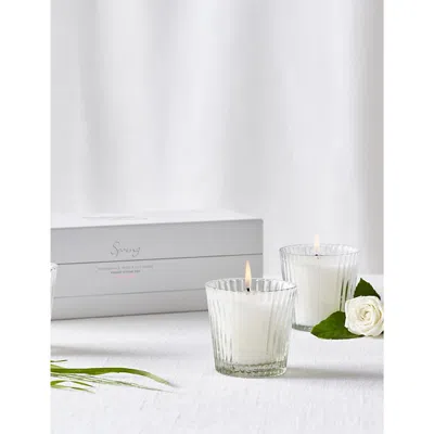 The White Company Spring Ribbed Natural And Mineral-wax Candle Set Of Three 85g In None/clear