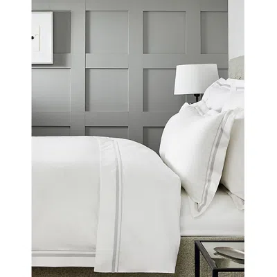 The White Company Vendish Egyptian Cotton Duvet Cover In White/silver