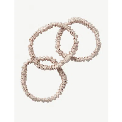 The White Company Silk Skinny Sleep Scrunchies In Vintage Pink