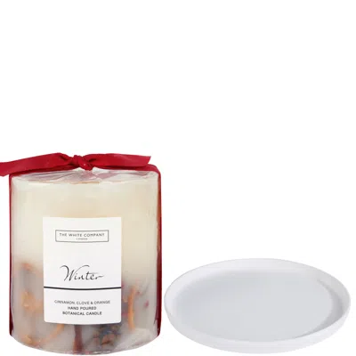 The White Company Winter Botanical Candle And Plate - Medium In Red