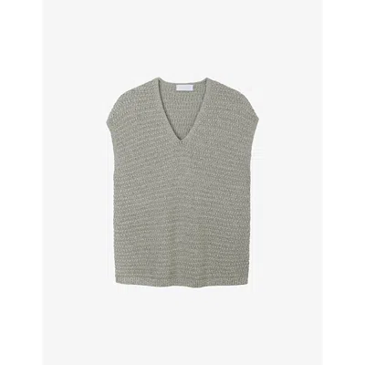 The White Company Womens Antbrass V-neck Sleeveless Organic-cotton Blend Knit Jumper