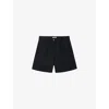 The White Company Womens Black Pleated-front High-rise Stretch-organic Cotton Shorts In Black