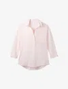 The White Company Womens Chalk Pink Slim-fit Organic-cotton-jersey Shirt