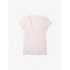 The White Company Womens Chalk Pink V-neck Organic-cotton T-shirt