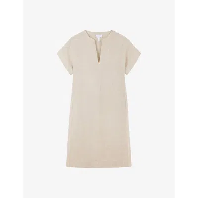 The White Company Womens Flax Relaxed-fit Pintuck Linen Mini Dress