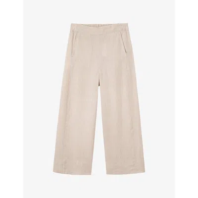 The White Company Womens Flax Wide-leg High-rise Cropped Linen Trousers