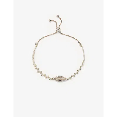 The White Company Womens Gold Cowrie Shell Braided Woven Friendship Bracelet