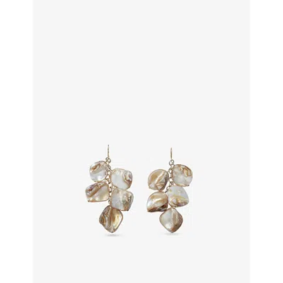 The White Company Womens Ivory Shell Chip Gold-plated Brass Waterfall Earrings
