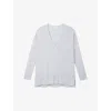 The White Company Womens Linen Blue V-neck Oversized Linen-blend Top