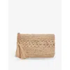 THE WHITE COMPANY THE WHITE COMPANY WOMEN'S NATURAL FLORAL-WEAVE ZIP-UP RAFFIA POUCH