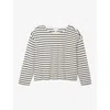 The White Company Womens Navystripe Boxy-fit Striped Organic-cotton T-shirt In Navystripe