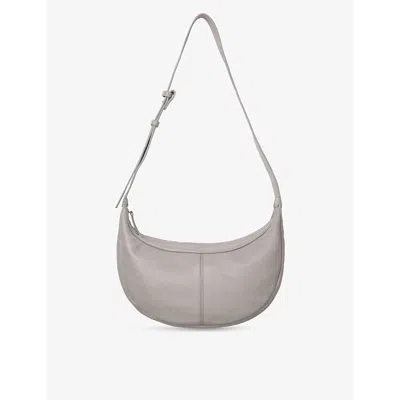 The White Company Womens Soft Grey Crescent-shape Leather Cross-body Bag