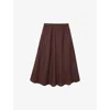 The White Company Womens Teak Relaxed-fit High-rise Linen Midi Skirt