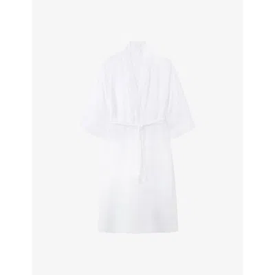 The White Company Relaxed-fit Cropped-sleeve Gauze Linen Robe In White