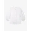 THE WHITE COMPANY THE WHITE COMPANY WOMENS WHITE RELAXED-FIT PUFF-SLEEVE LINEN SHIRT