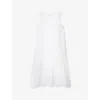THE WHITE COMPANY THE WHITE COMPANY WOMEN'S WHITE V-NECK CURVED-HEM LINEN MAXI DRESS
