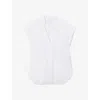 THE WHITE COMPANY THE WHITE COMPANY WOMEN'S WHITE V-NECK RELAXED-FIT LINEN SHIRT