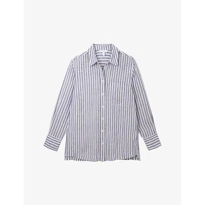 The White Company Striped Relaxed-fit Linen Shirt In White/blue