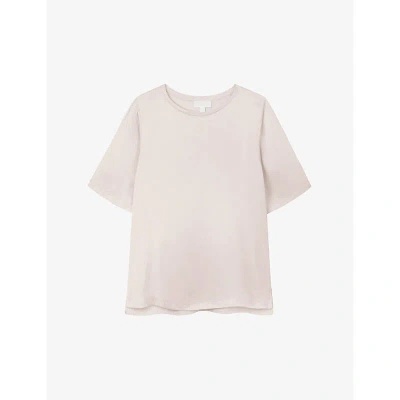 The White Company Womens Shell Satin-front Short-sleeve Stretch-jersey T-shirt