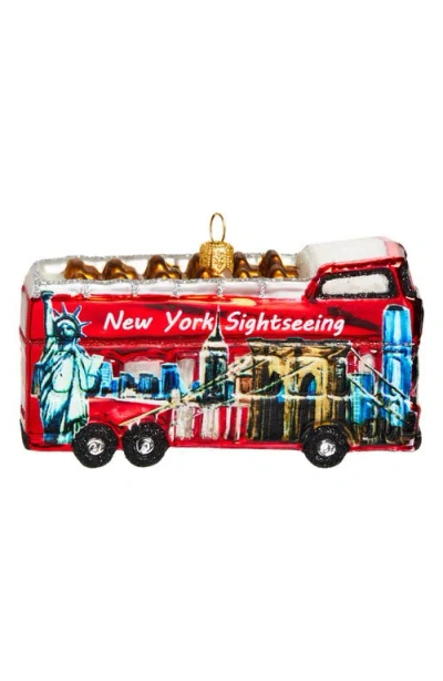 The Whitehurst Company Nyc Double Decker Tour Bus Glass Ornament In Multi