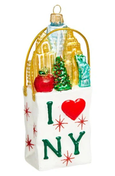 The Whitehurst Company Nyc Shopping Bag Glass Ornament In Multi
