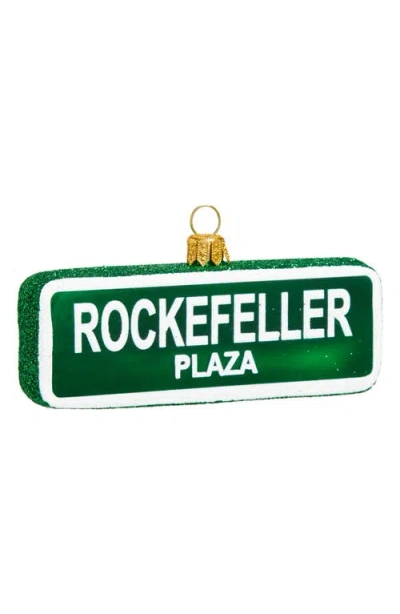 The Whitehurst Company Rockefeller Plaza Street Sign Glass Ornament In Multi