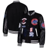 The Wild Collective Black Chicago Cubs Full-snap Varsity Jacket In Black