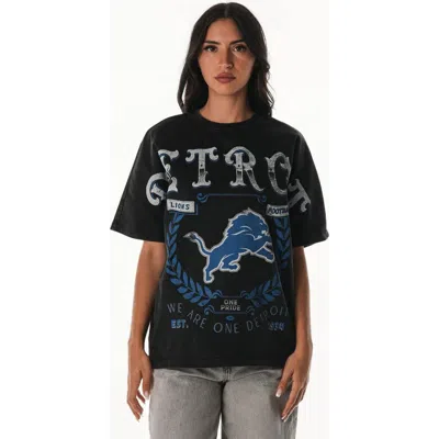 The Wild Collective Black Detroit Lions Oversized Laurel Graphic Dolman T-shirt