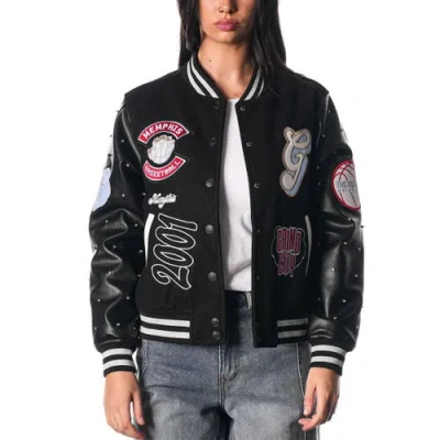 The Wild Collective Women's Black Memphis Grizzlies 2024/25 City Edition Full-snap Varsity Jacket