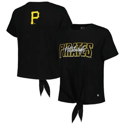 The Wild Collective Black Pittsburgh Pirates Twist Front T-shirt
