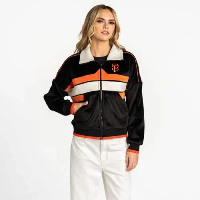 The Wild Collective Black San Francisco Giants Velvet Cord Full-zip Jacket