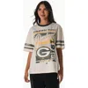 The Wild Collective Cream Green Bay Packers Vintage Drop Shoulder Oversized Boyfriend T-shirt In White