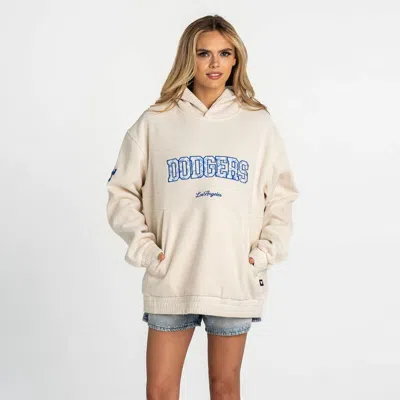 The Wild Collective Cream Los Angeles Dodgers Oversized Cord Hoodie In Neutral