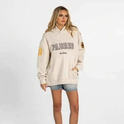 The Wild Collective Cream San Diego Padres Oversized Cord Hoodie In Neutral