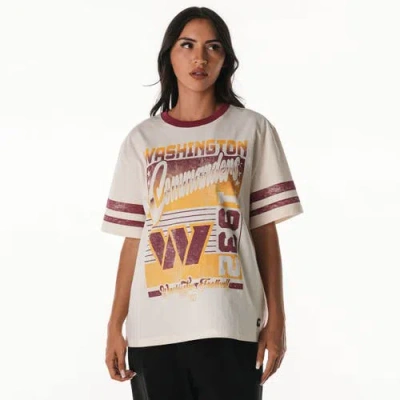 The Wild Collective Cream Washington Commanders Vintage Drop Shoulder Oversized Boyfriend T-shirt In White