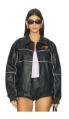 The Wild Collective Mclaren Faux Leather Racing Jacket In Black