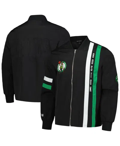 The Wild Collective Men's And Women's Black Boston Celtics Stitch Applique Full-zip Bomber Jacket