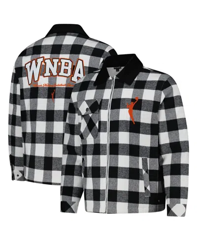 The Wild Collective Men's And Women's Black/white Indiana Fever Flannel Full-zip Shacket In Black,white