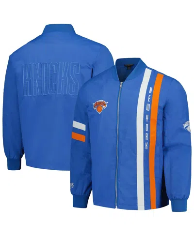 The Wild Collective Men's And Women's Blue New York Knicks Stitch Applique Full-zip Bomber Jacket