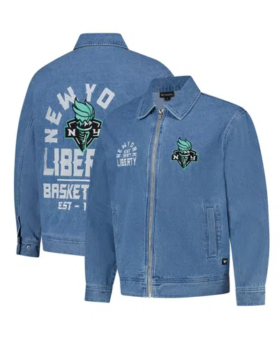 The Wild Collective Men's And Women's Blue New York Liberty Denim Full-zip Jacket