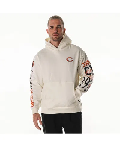 The Wild Collective Men's And Women's Cream Chicago Bears Stacked Graphic Sleeve Fleece Hoodie In White