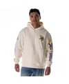 The Wild Collective Men's And Women's Cream Minnesota Vikings Stacked Graphic Sleeve Fleece Hoodie In Neutral