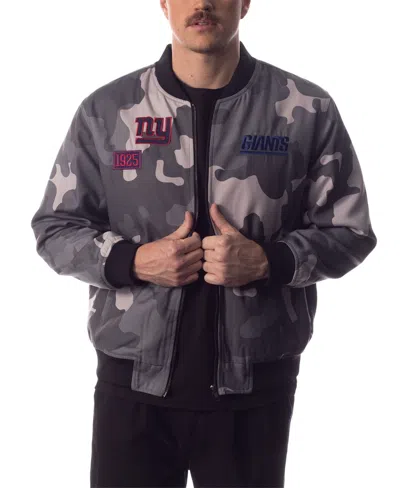 The Wild Collective Men's And Women's Gray New York Giants Camo Bomber Jacket In Multi