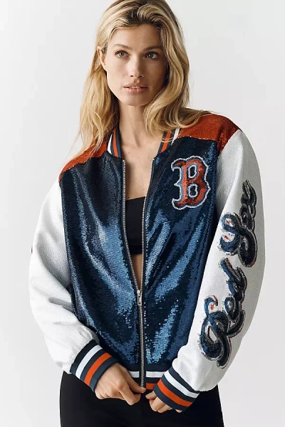 The Wild Collective Mlb Sequin Jacket In Blue