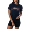 THE WILD COLLECTIVE THE WILD COLLECTIVE NAVY HOUSTON ASTROS TWIST FRONT T-SHIRT