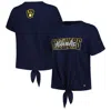 THE WILD COLLECTIVE THE WILD COLLECTIVE NAVY MILWAUKEE BREWERS TWIST FRONT T-SHIRT